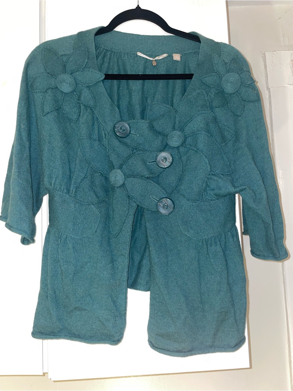 Anthropologie green wool cardigan medium
